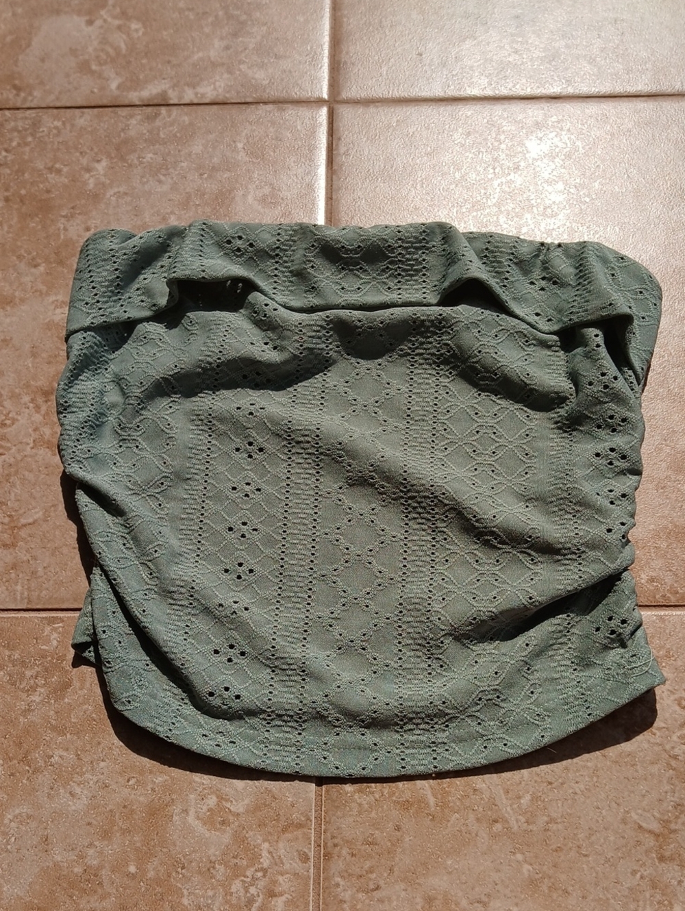 SHEIN Sage Green Eyelet Strapless Tube Top